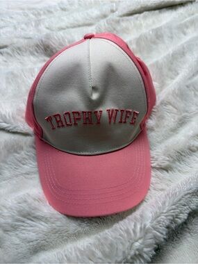 Pink and Cream 'Trophy Wife' Embroidered Baseball Cap